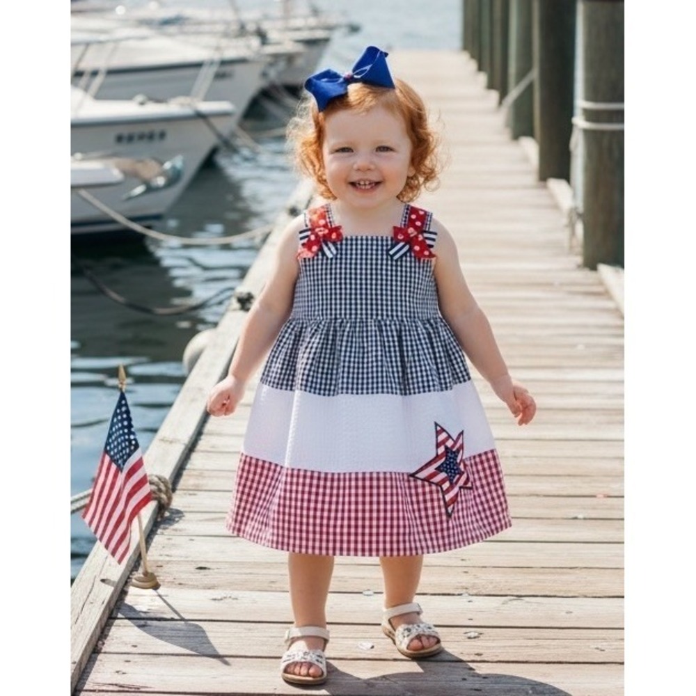 Counting Daisies Baby Girls Summer Dress Size 18 Months Gingham Searsucker EUC